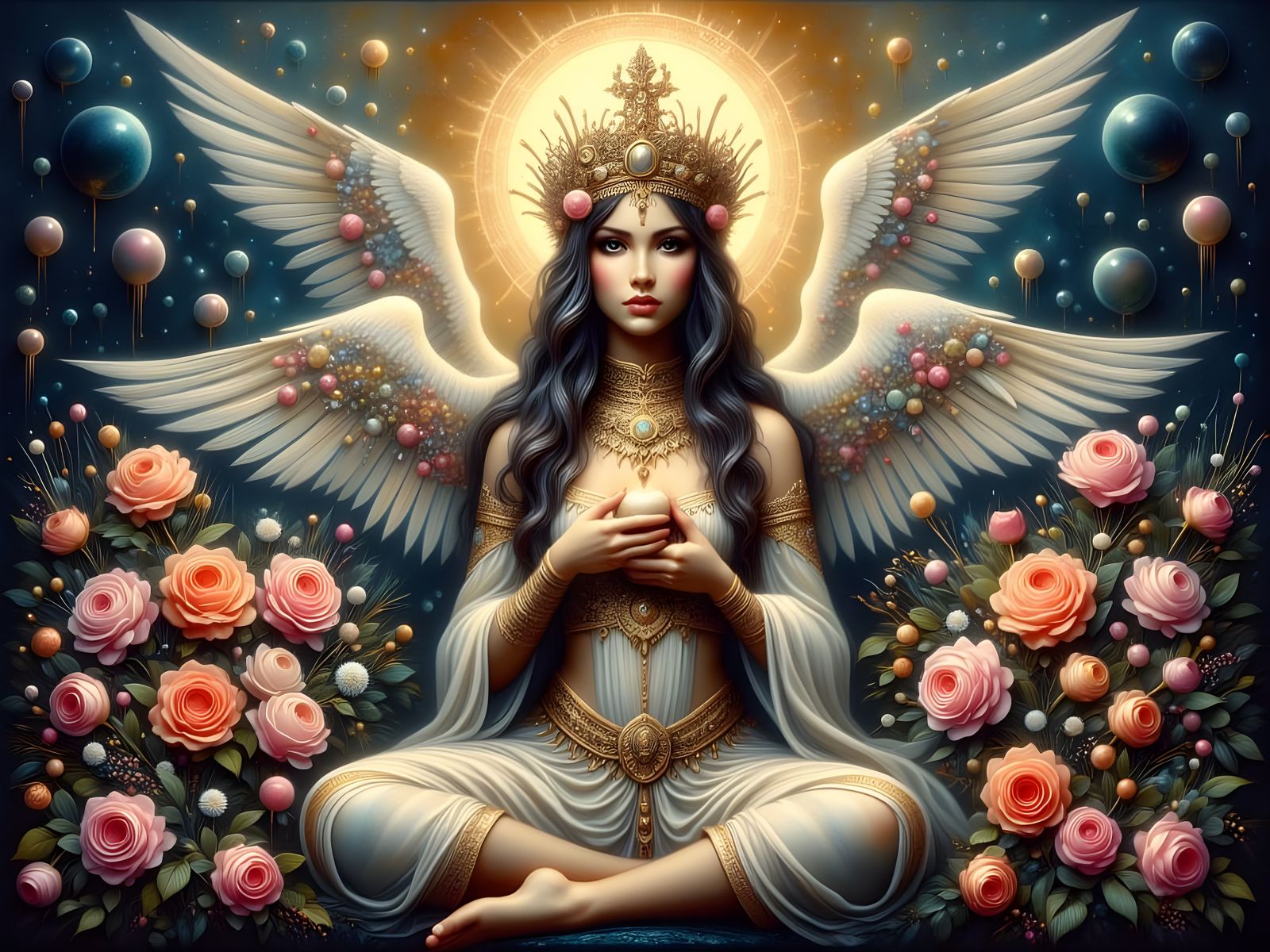 Surreal Goddess Embracing Motherly Love in Dreamy Enchanted ...