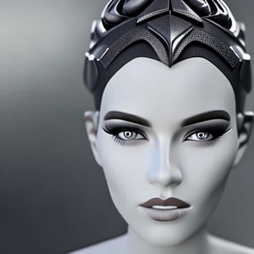Beautiful Female Cyborg with Soulful Eyes