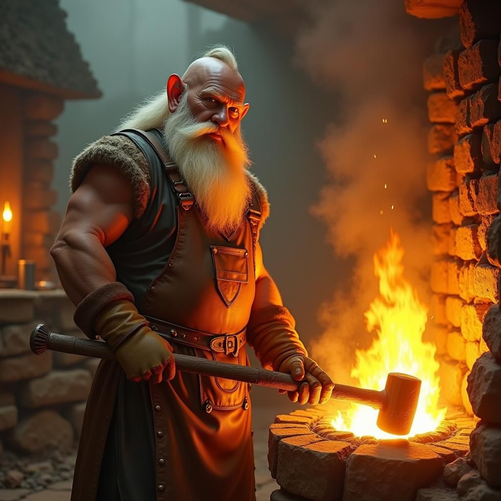 Dwarven Blacksmith at Fiery Forge