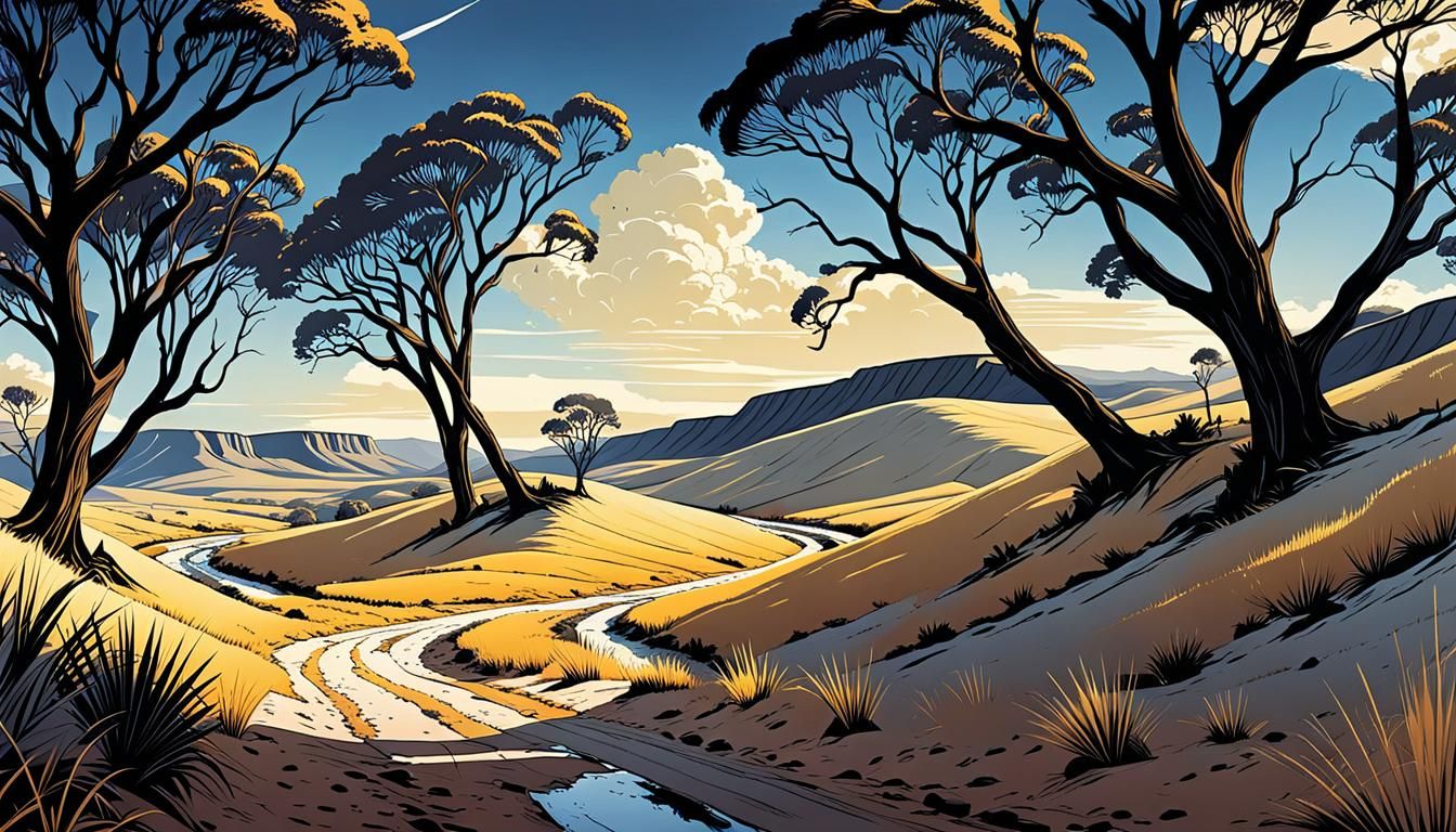 Dry Creek Landscape in Australian Outback