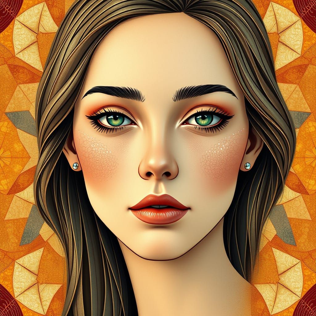 Serene Woman's Face in Geometric One-Line Art