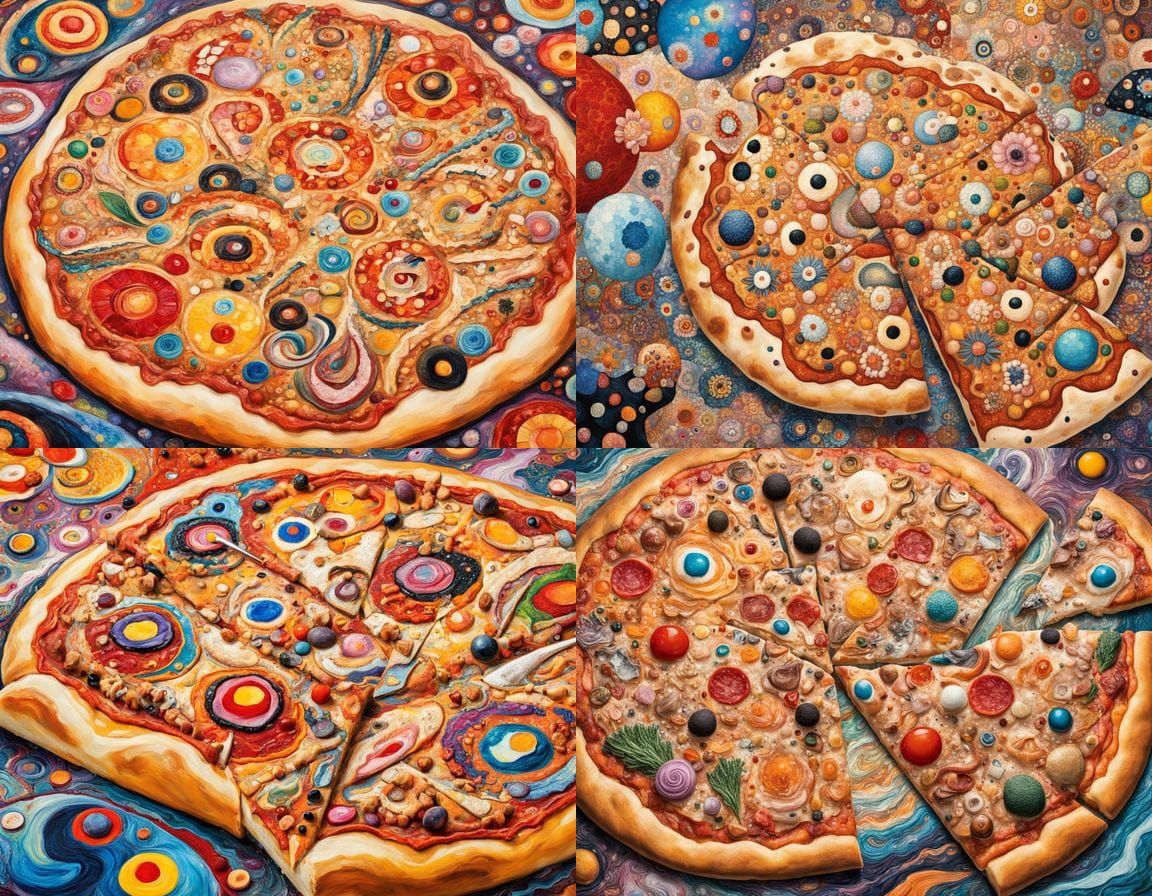Abstract Pizza Art Inspired by Japanese Masters