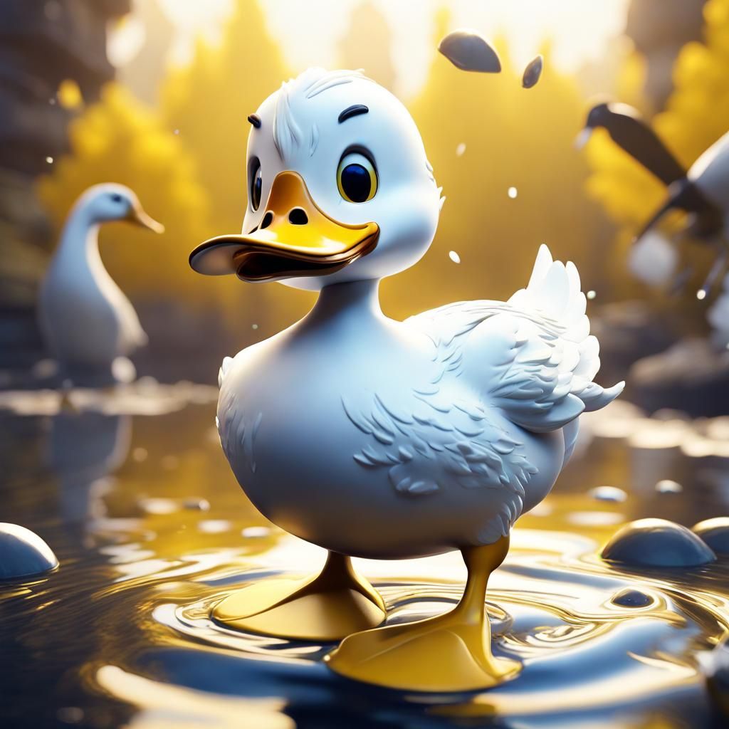 Cartoon Duck in Detailed Matte Painting Style