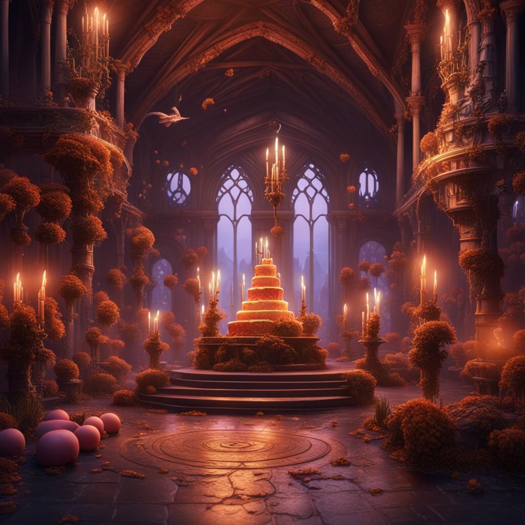 Fantasy Birthday Background in Detailed Matte Painting