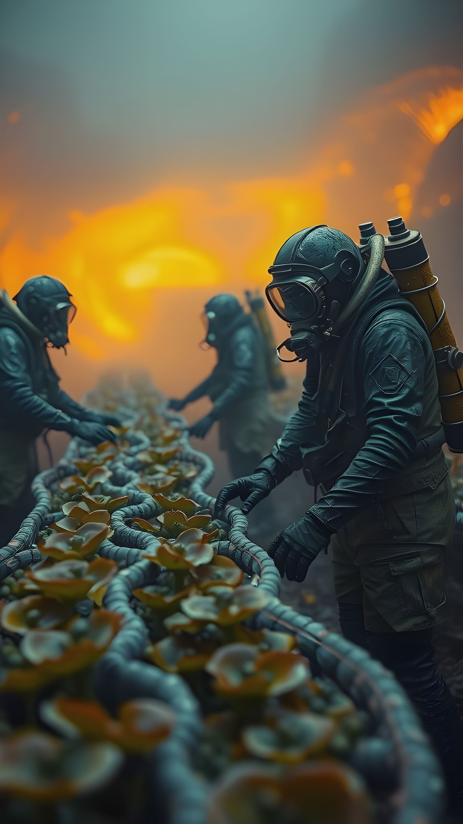 Biopunk Farm at Thermal Vent with Water-Adapted Humans