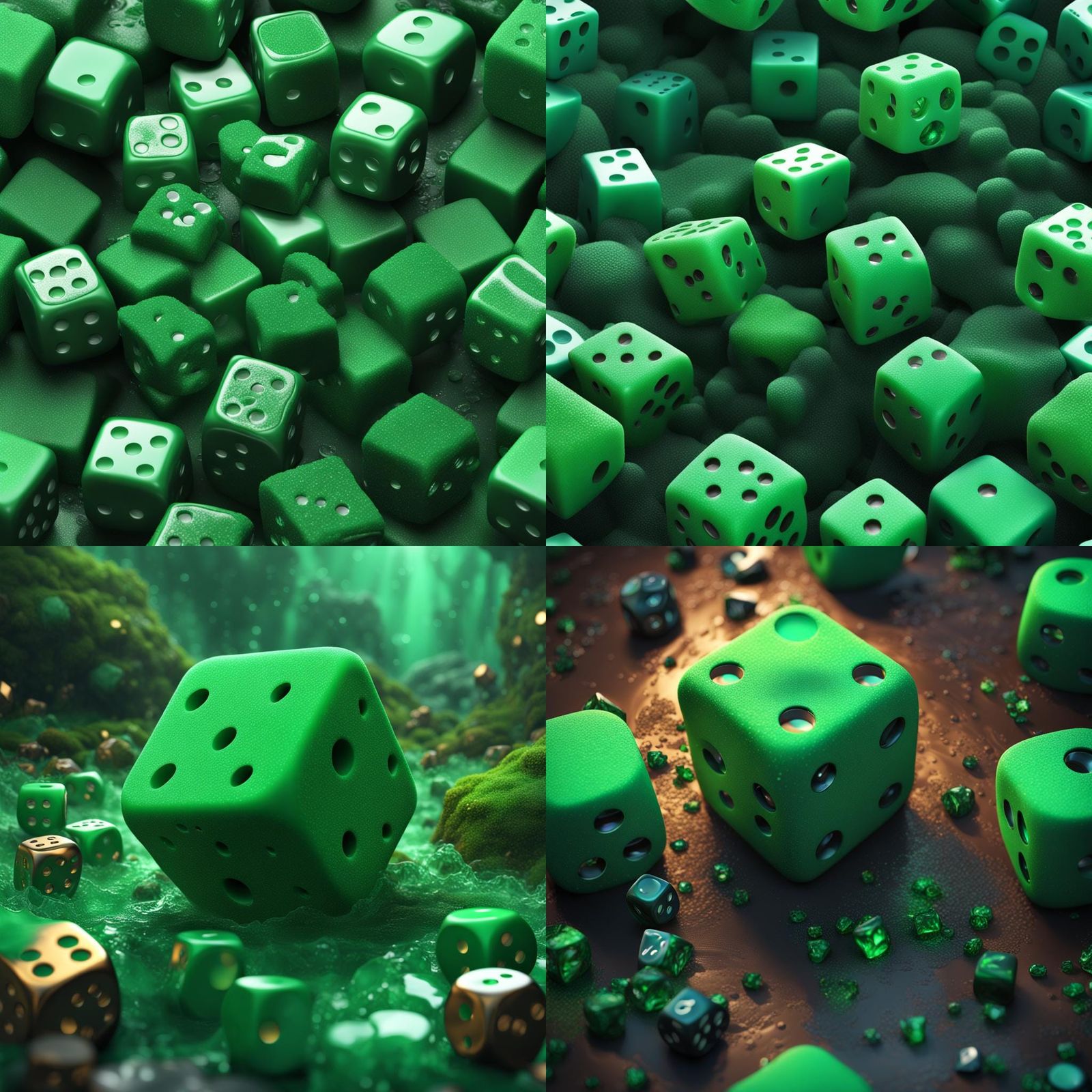 Dice on Green Foam: Detailed Matte Painting