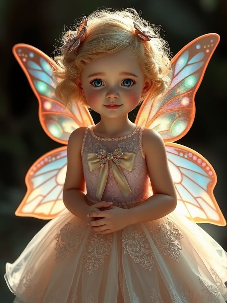 Slavic Fairy Girl with Butterfly Wings in Hyperrealism