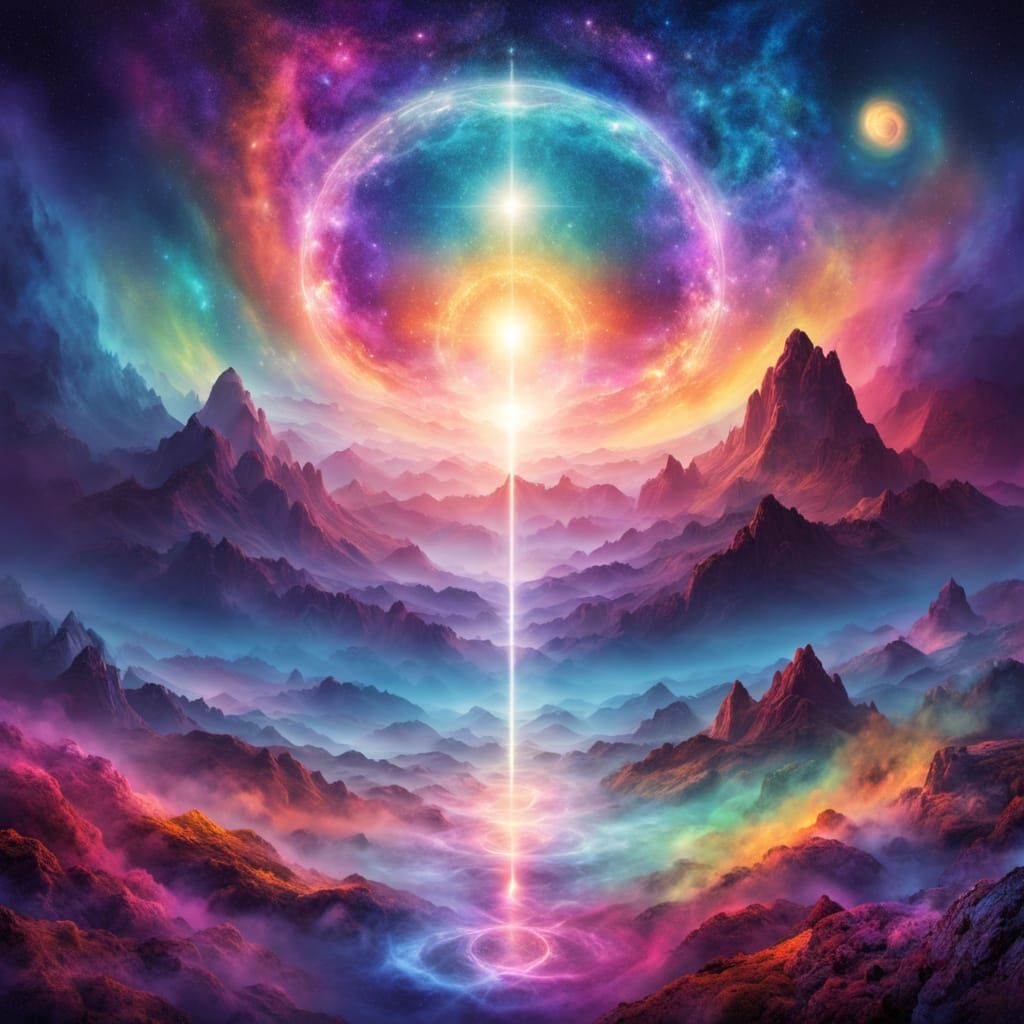 Ethereal Cosmic Dance of Light and Color