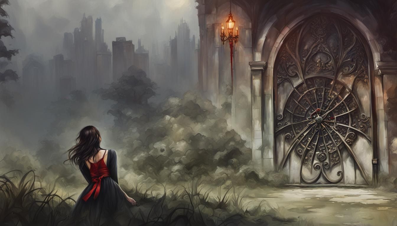Mystic Dimension Gate with Fantasy Figures in Matte Painting...