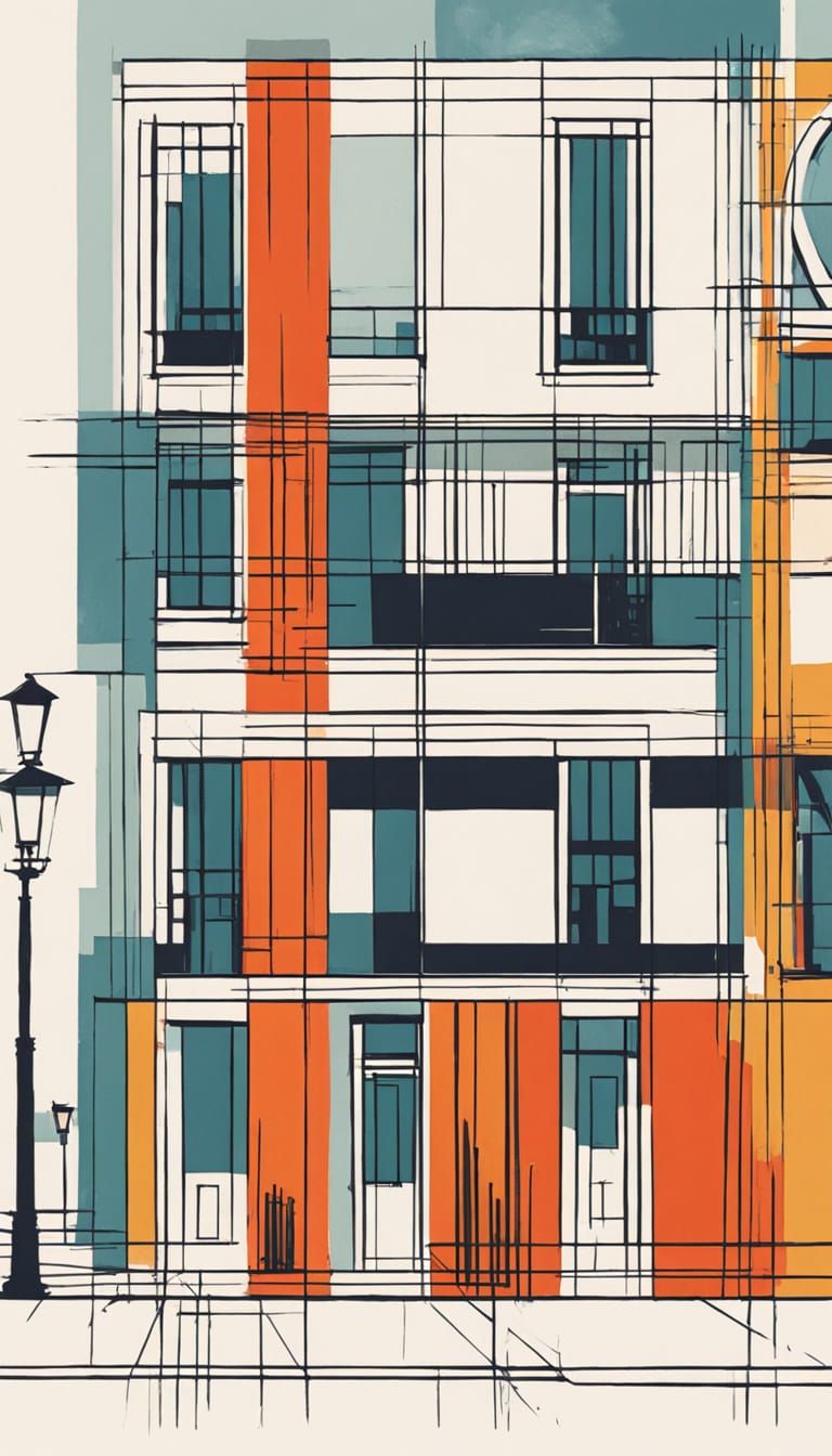 Bauhaus-Inspired Paris Cafe Facade in Modernist Style