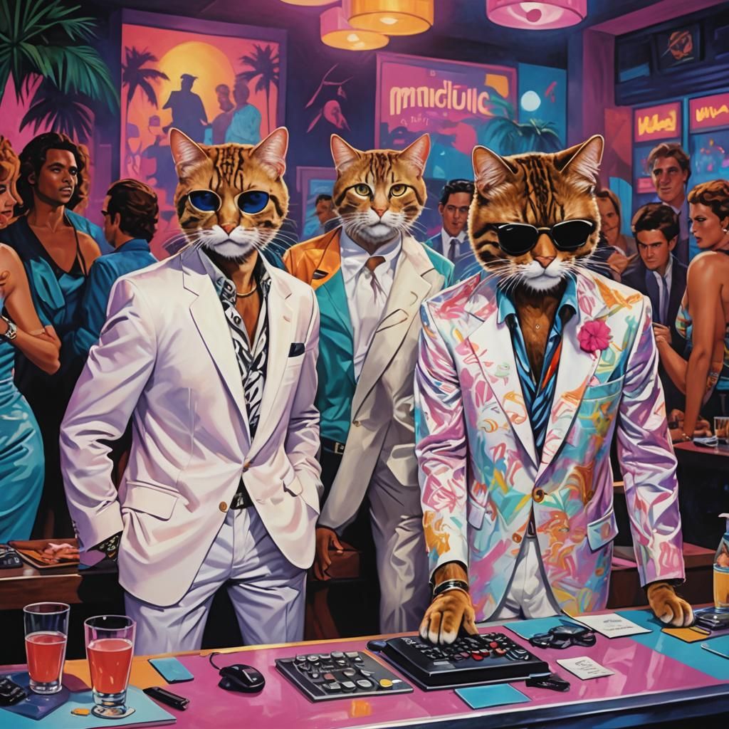 Miami Vice Cats in Nightclub Scene