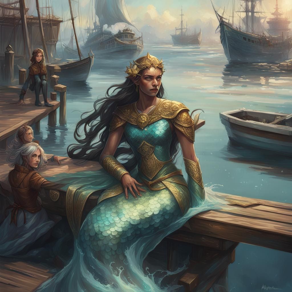 Priest and Mermaid Portrait in Artstation Style