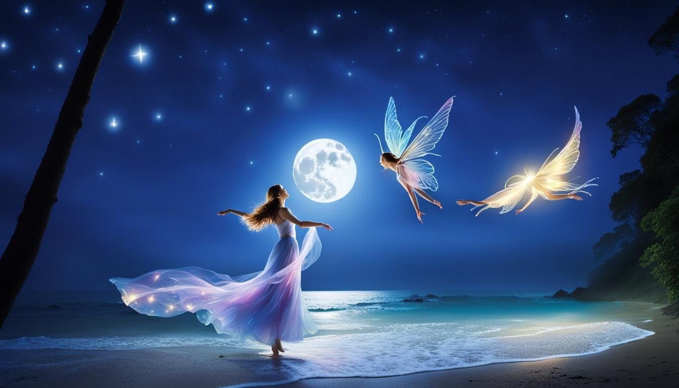 Fairy's Moonlight Dance on the Beach