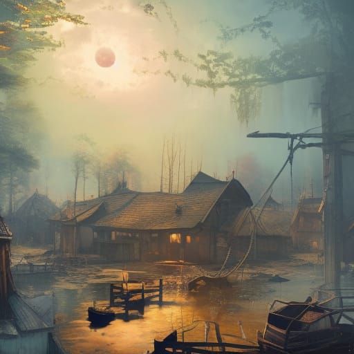 Spirited Village: A Fantasy Art Photograph