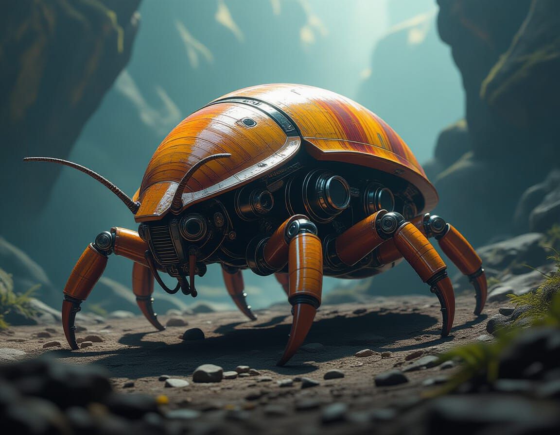 Alien Mech Mollusc Exploring Sci-Fi Landscape