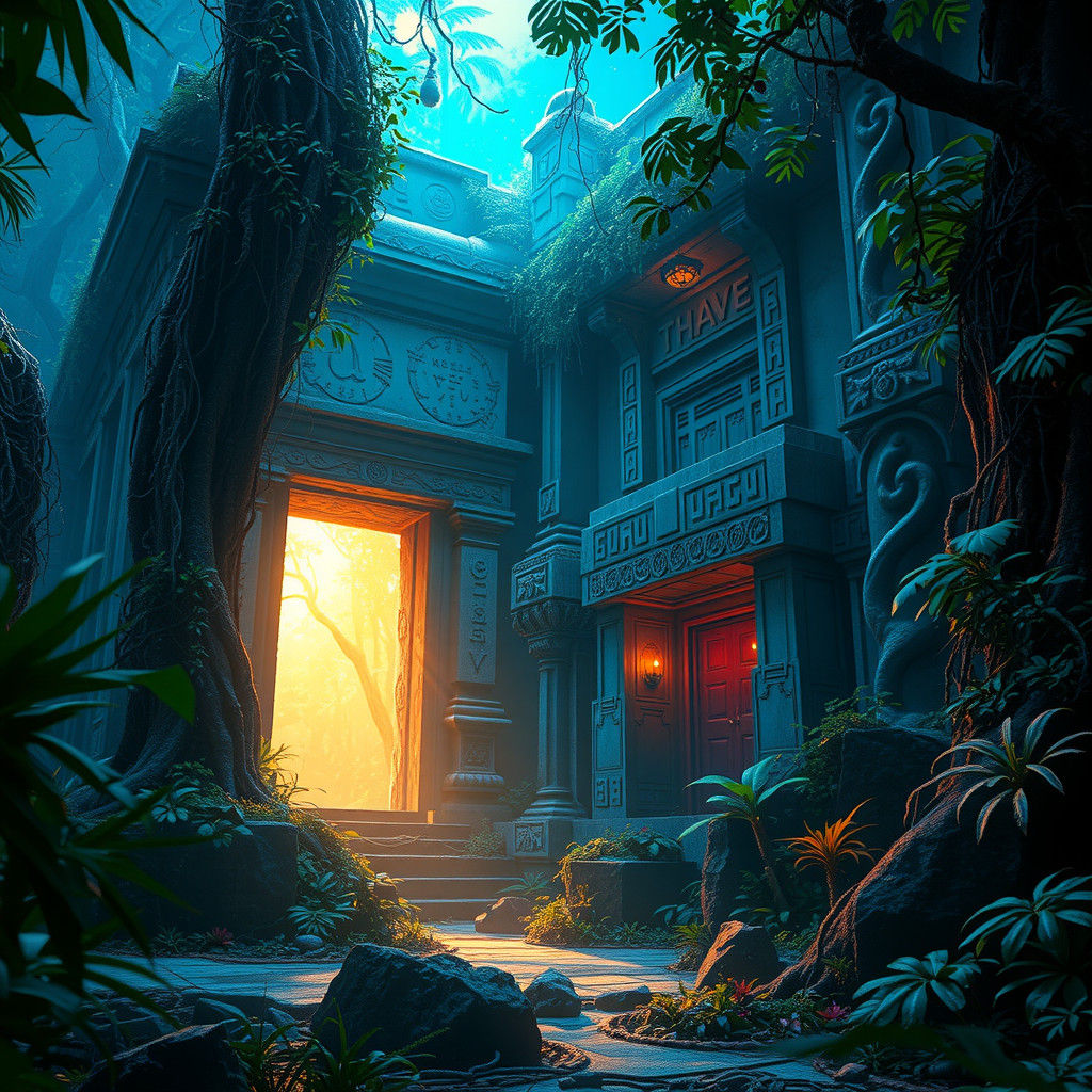 Mystical Jungle Temple Ruins in Fantasy Concept Art