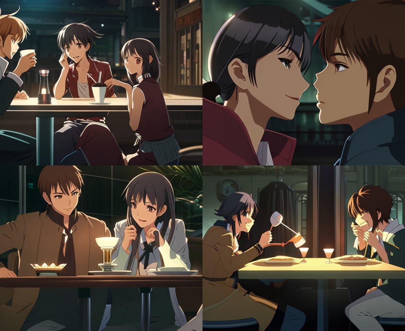Anime Couple at Greasy Spoon, 8k Resolution