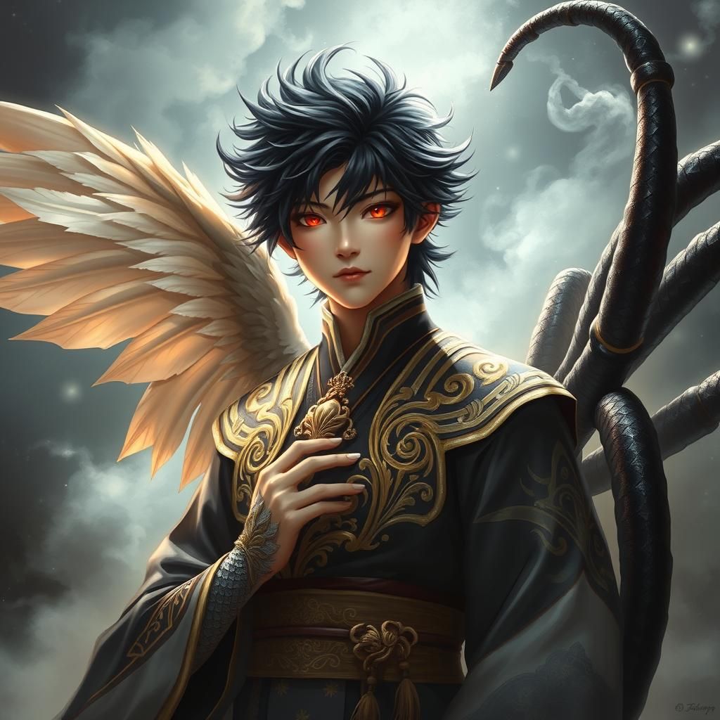 Mystical Japanese Boy in Imperial Robes, Fantasy Art