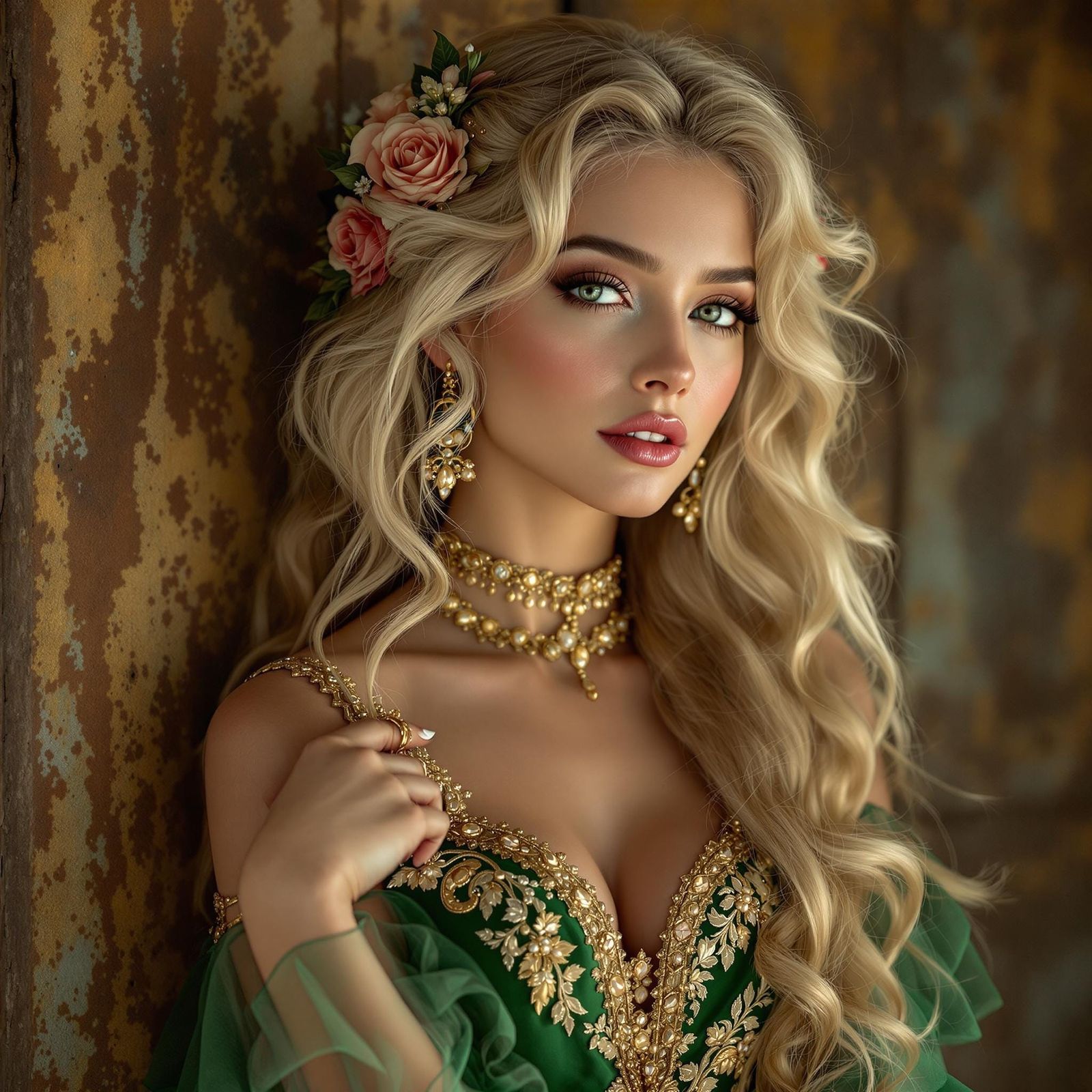 Elegant Young Woman in Golden Hues