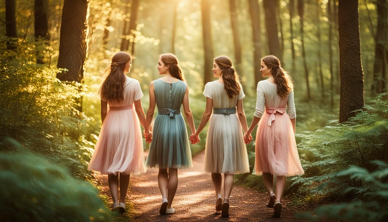 Girls Walking in Forest: Portrait Photography