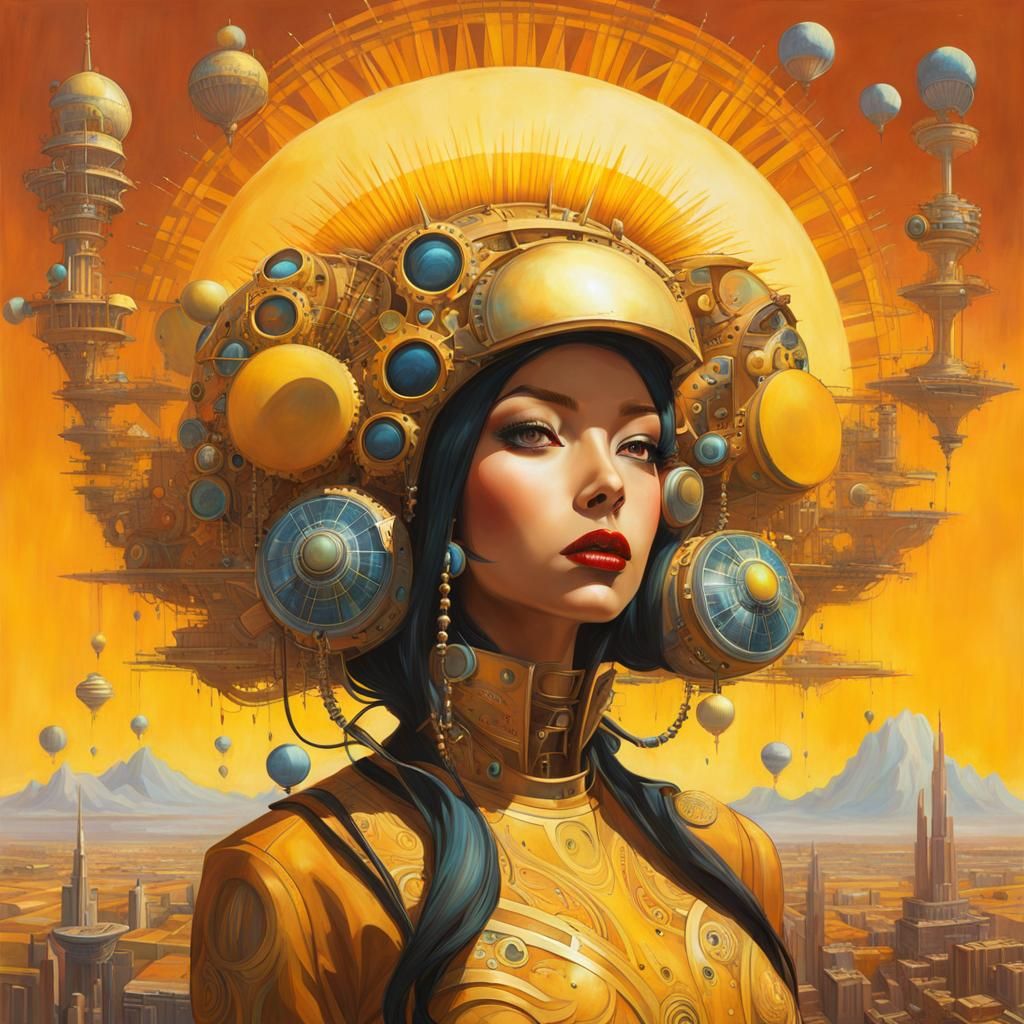 Solarpunk Sister in Surreal Style