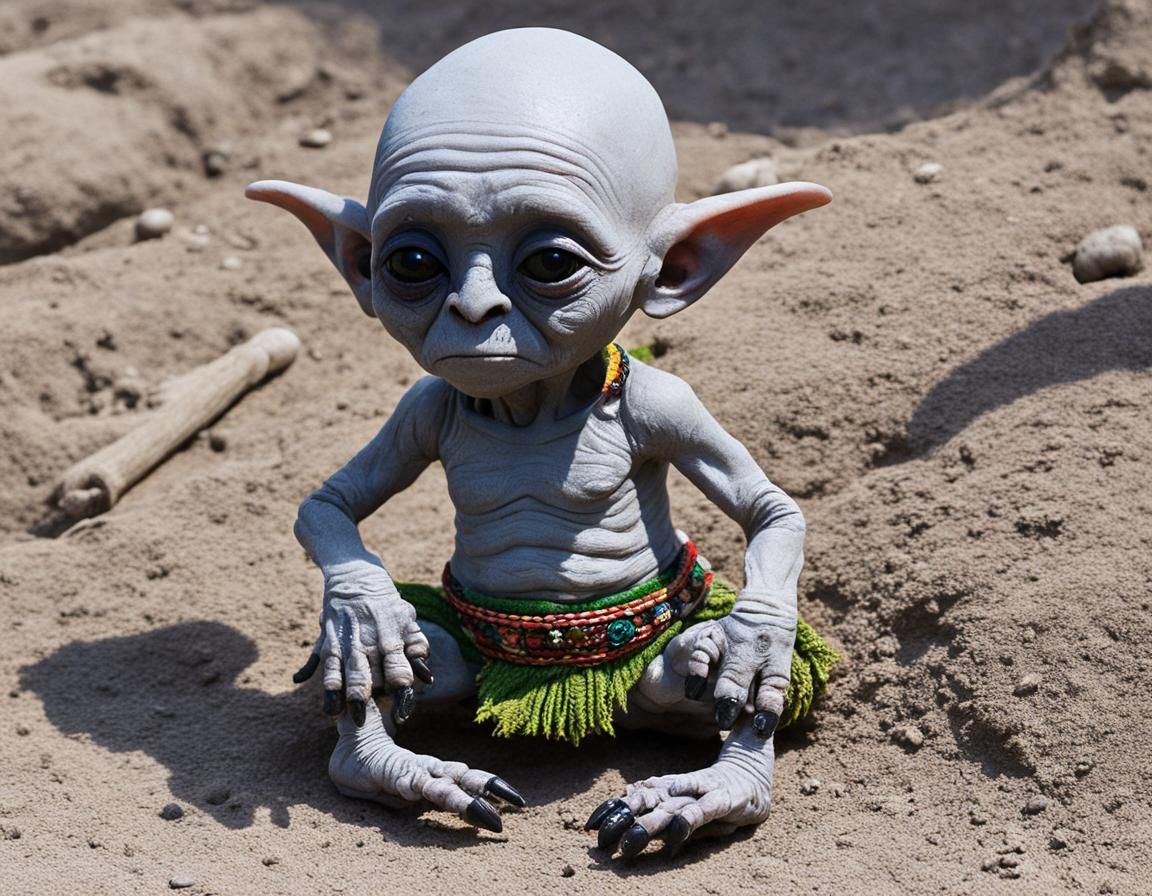 Alien-esque Mayan Garden Gnome Portrait