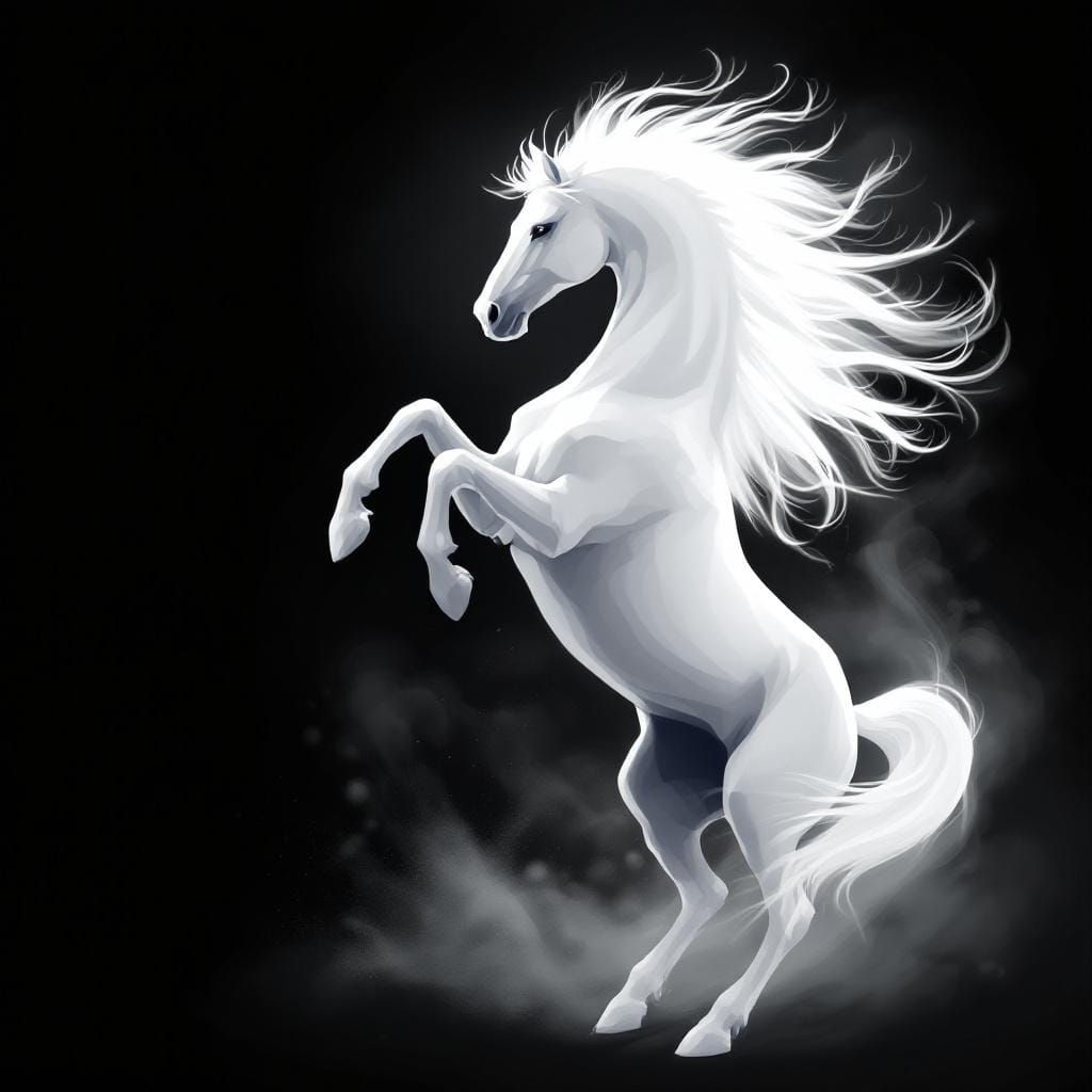 Rearing Horse Silhouette with Motion Blur Effect