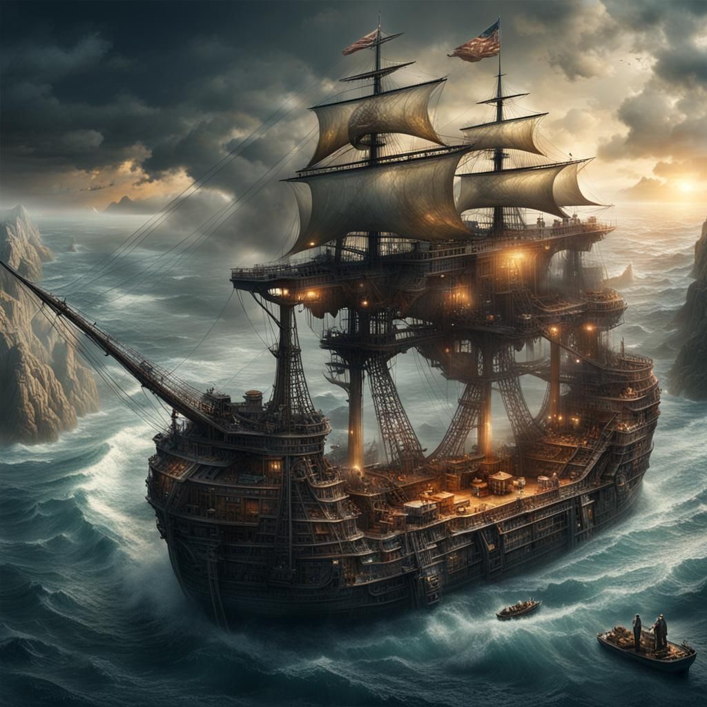 Compass on Nautical Chart in Ship's Hold