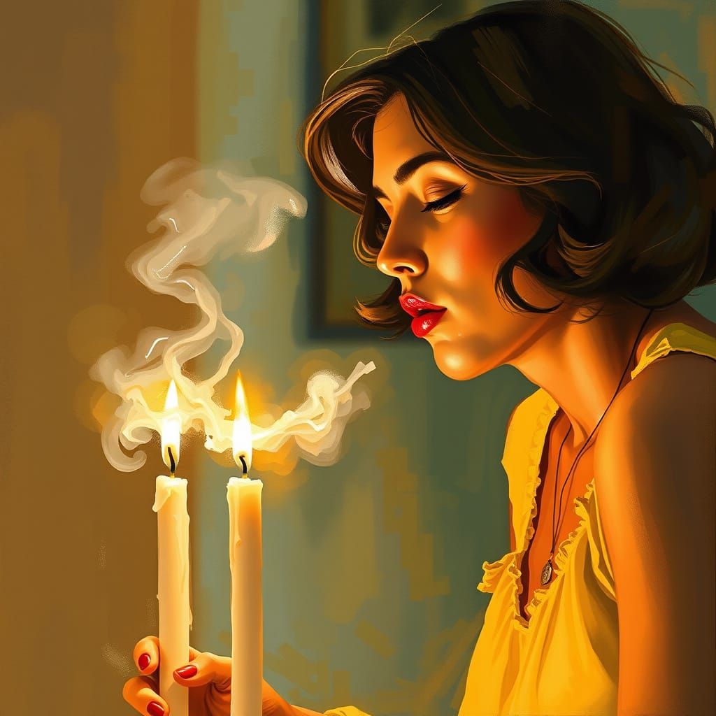 Woman in Warm Candlelit Glow