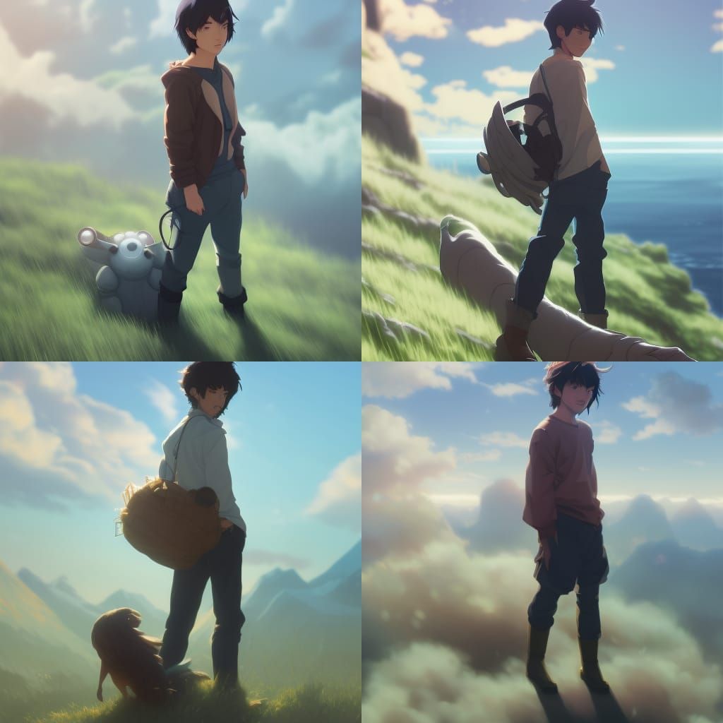 Romantic Anime Couple Portrait in Ghibli Style