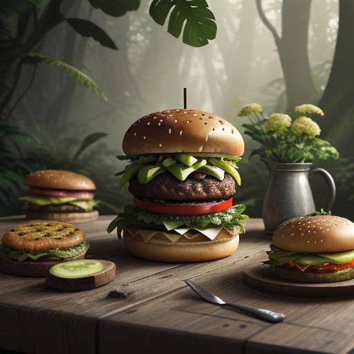 Hamburger in Mystical Forest: Fantasy Concept Art