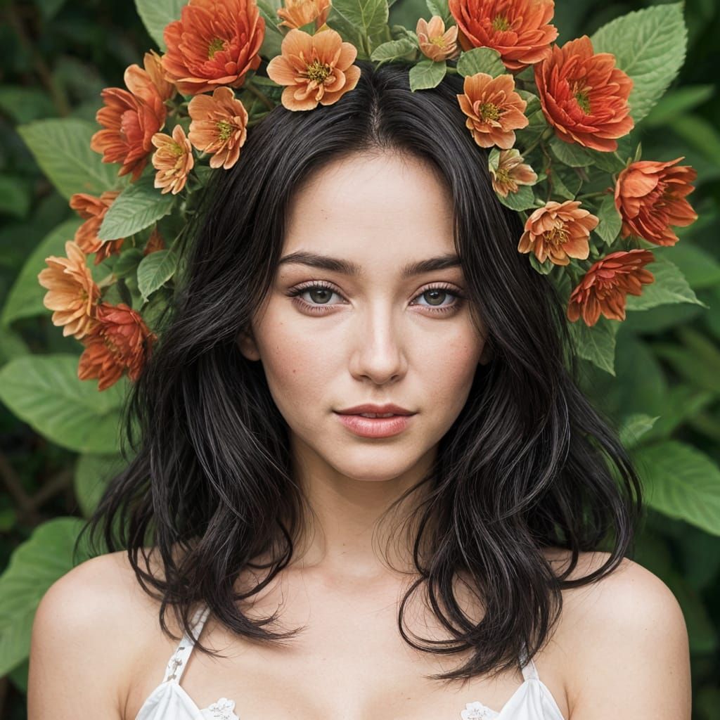 Woman Transforms into a Beautiful Blossom in Whimsical Art