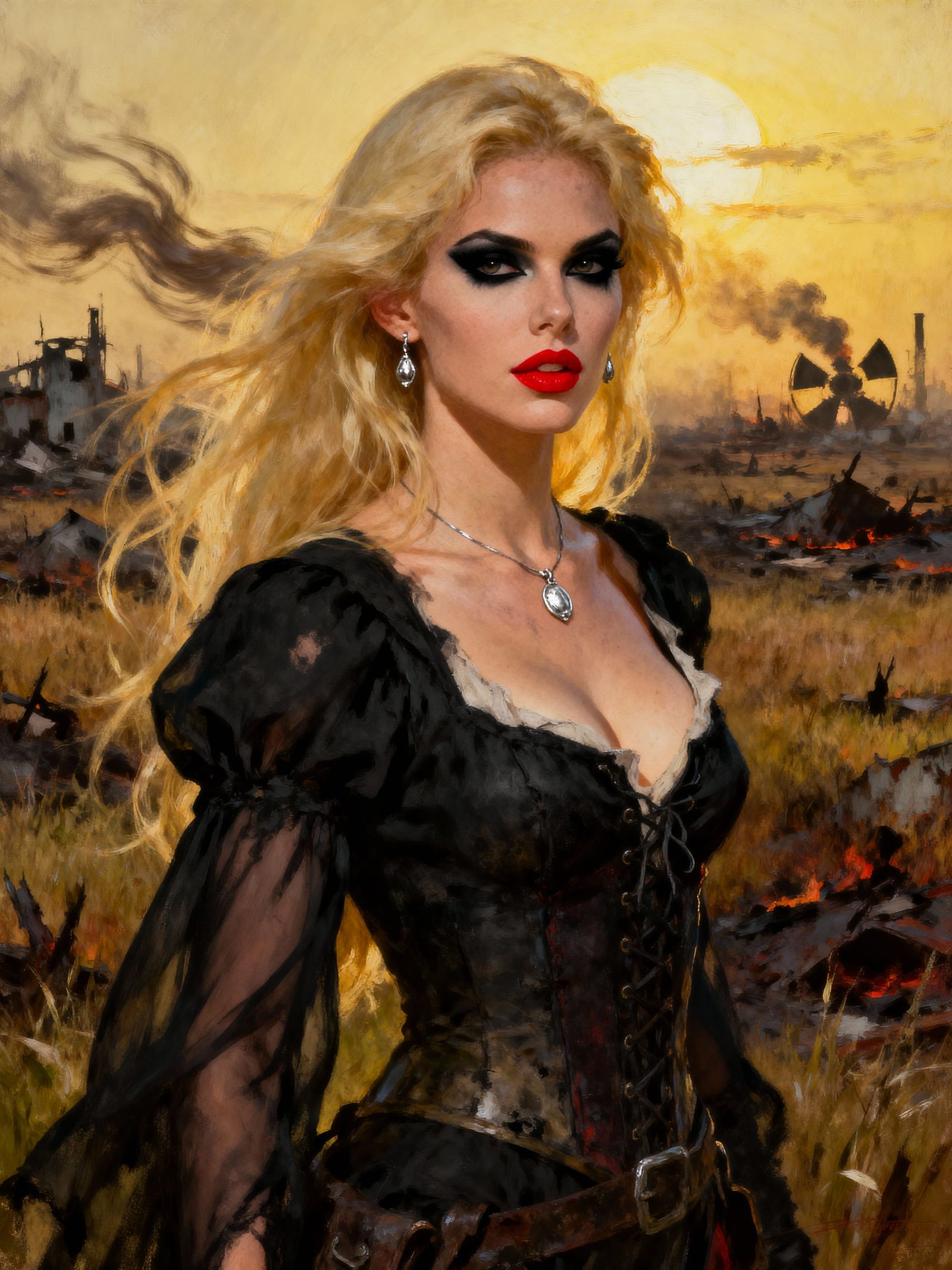 Post-Apocalyptic Goddess in Scorched Meadow