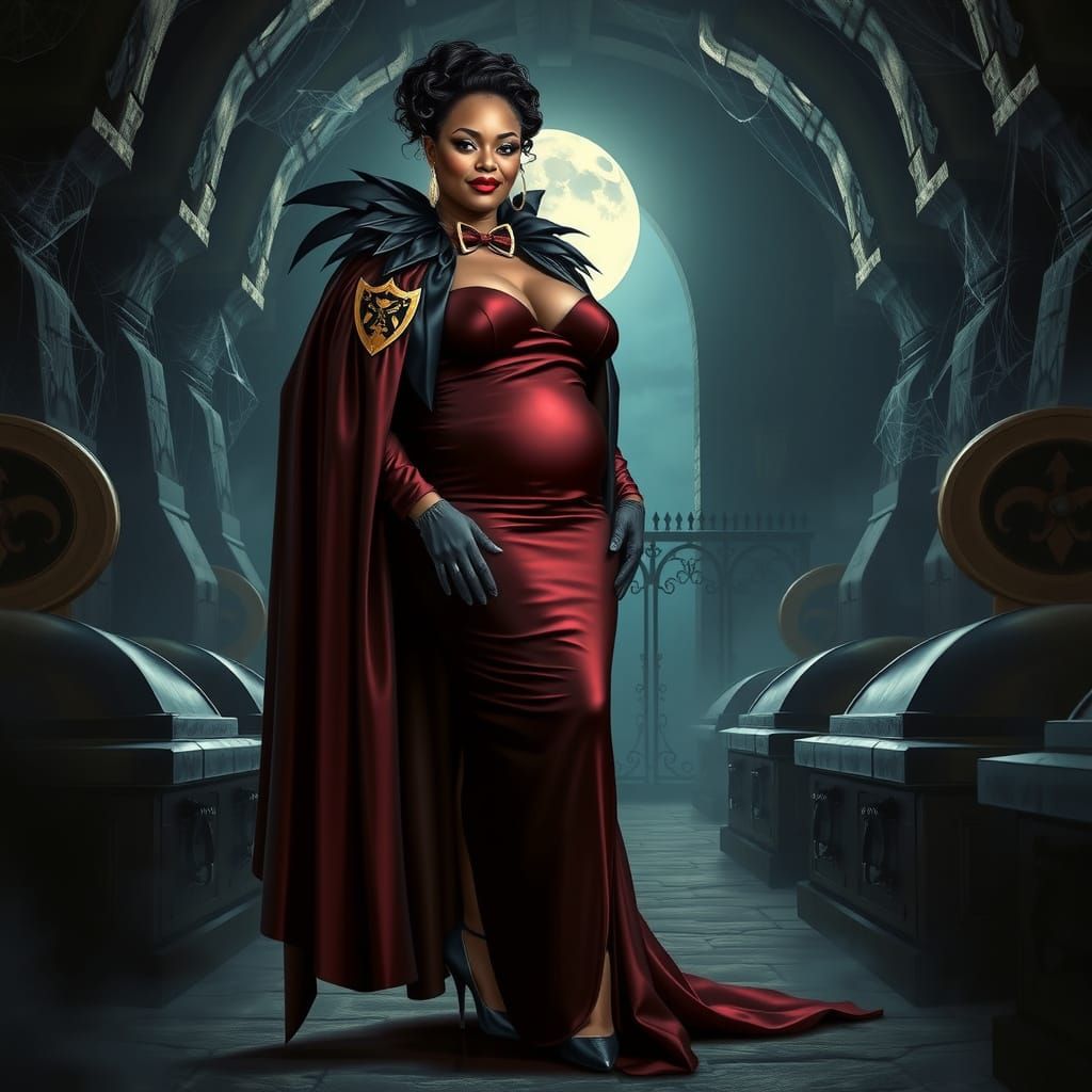 Elegant Vampire Condessa in Black Tie Attire