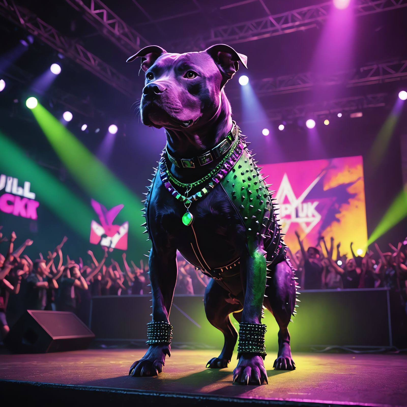 Punk Rock Pitbull Concert in a Digital Painting