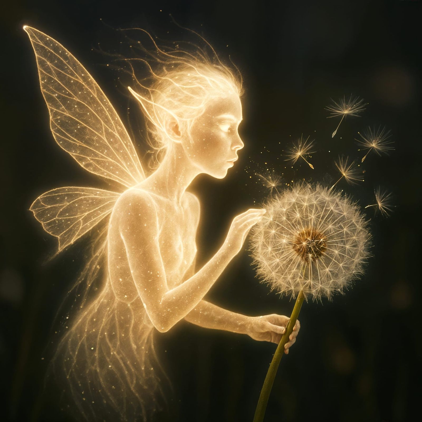 Radiant Light-Fairy with Dandelion Seeds