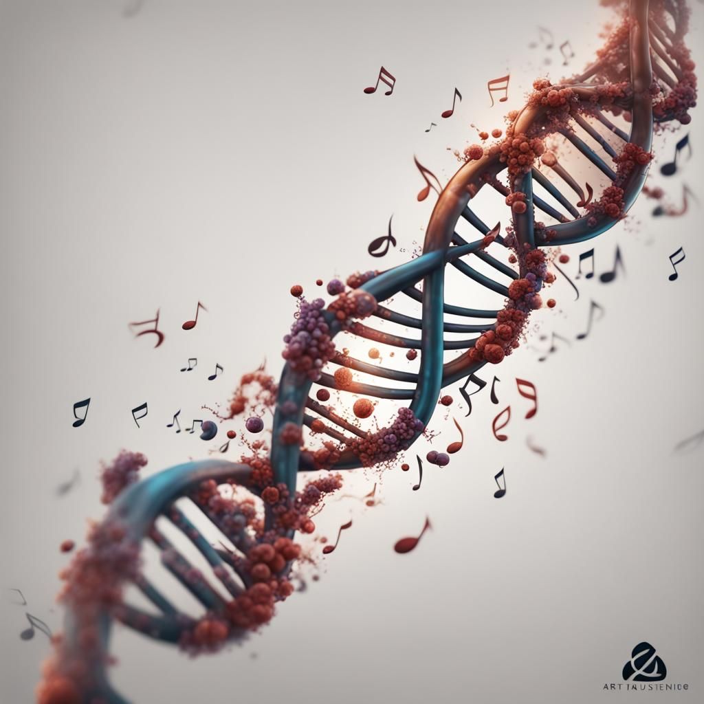 DNA Helix and Music Notes Tattoo Design