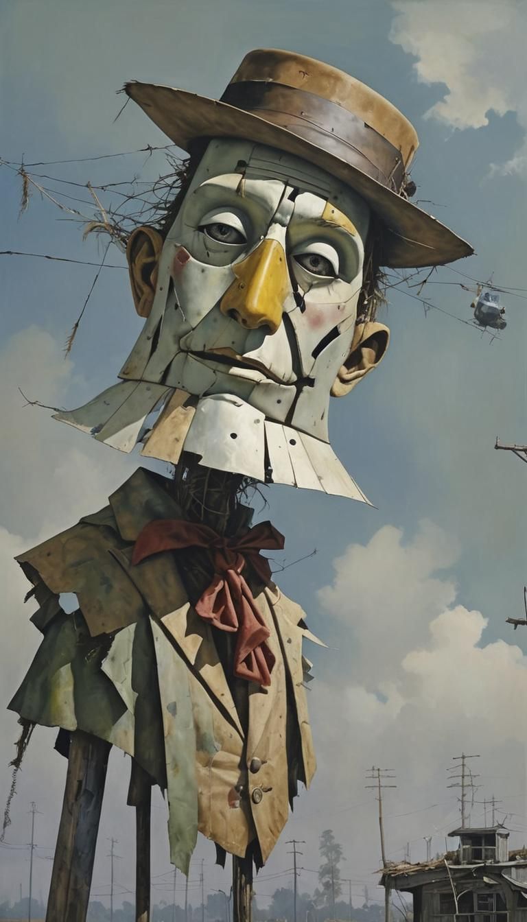 Wise Scarecrow in Hyperrealistic Style