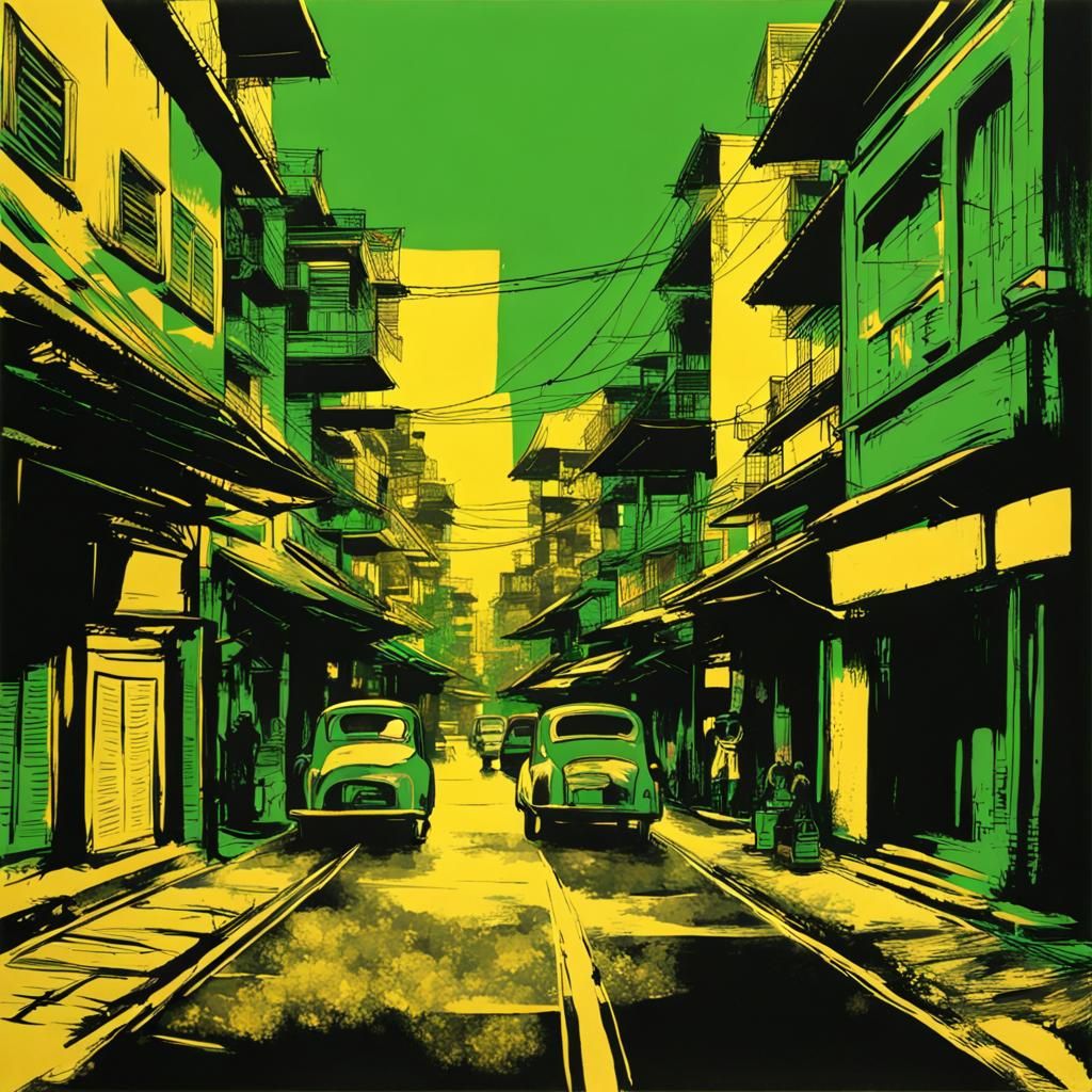 Pop Art Street Scene with Solarization Effect