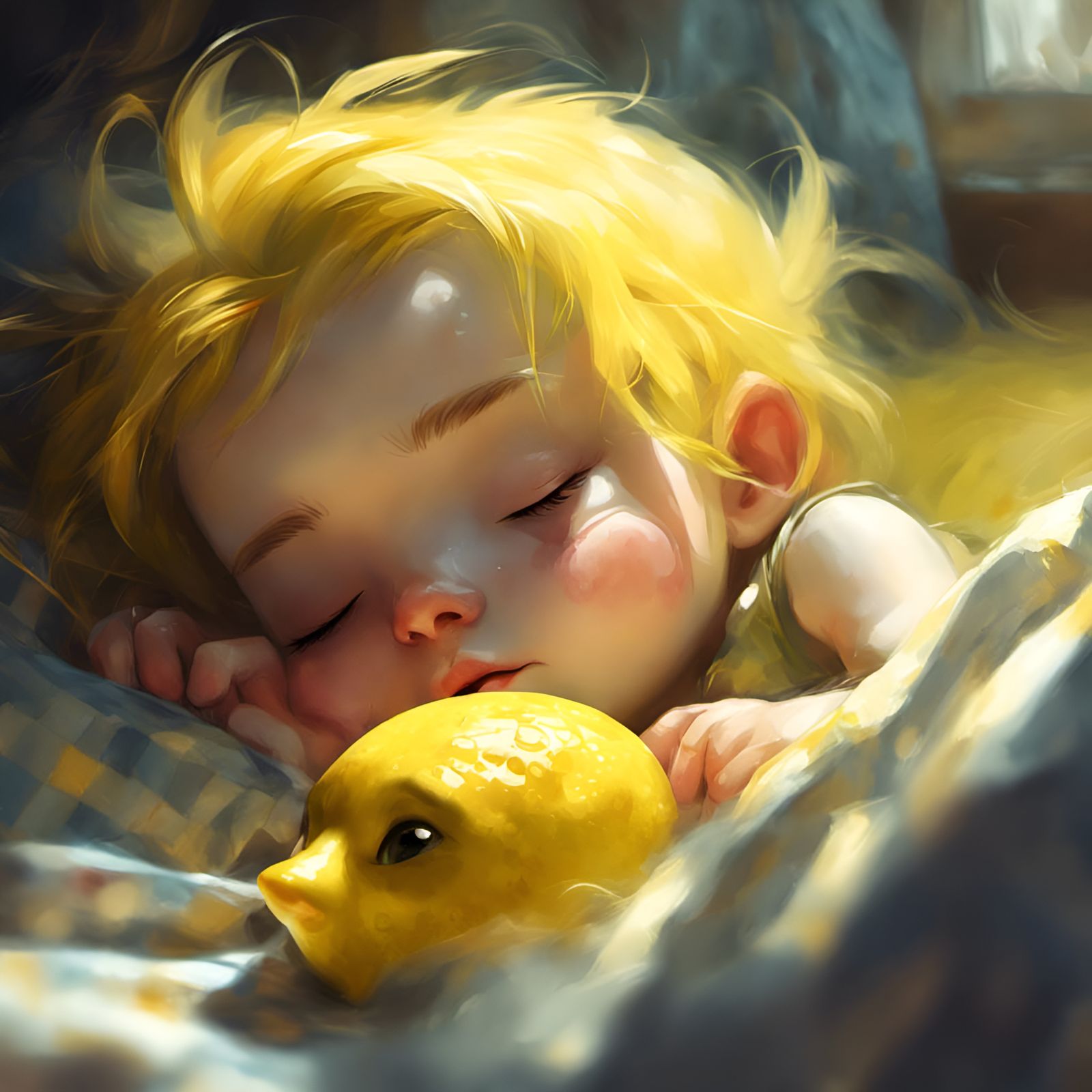 Chibi Lemon Portrait: Adorable Sleeping Character