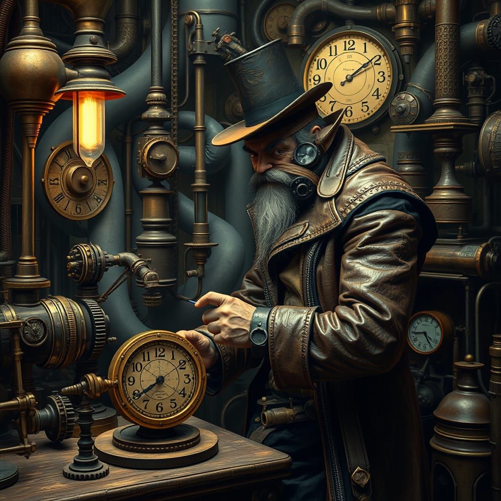Steampunk Inventor's Clockwork Creation