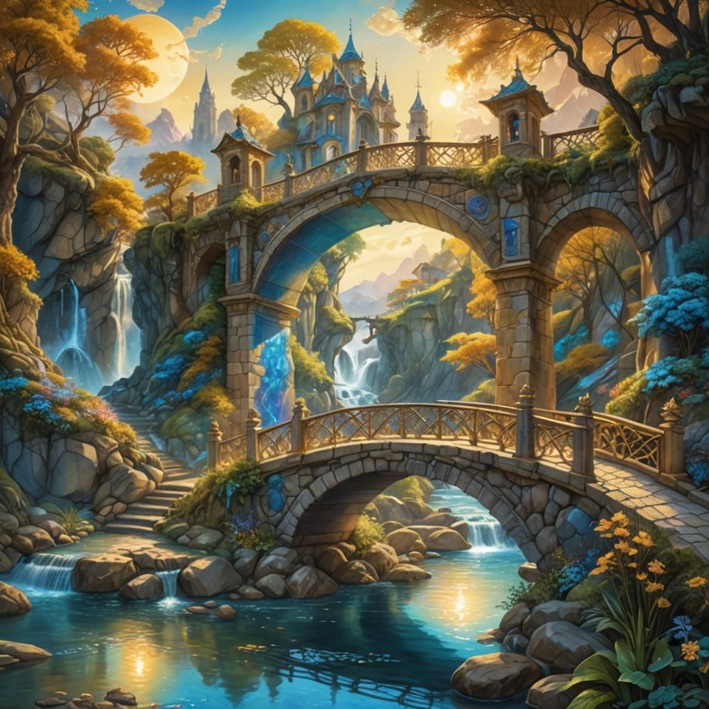 Ethereal Bridge in Serene Landscape, Inspired by Josephine W...