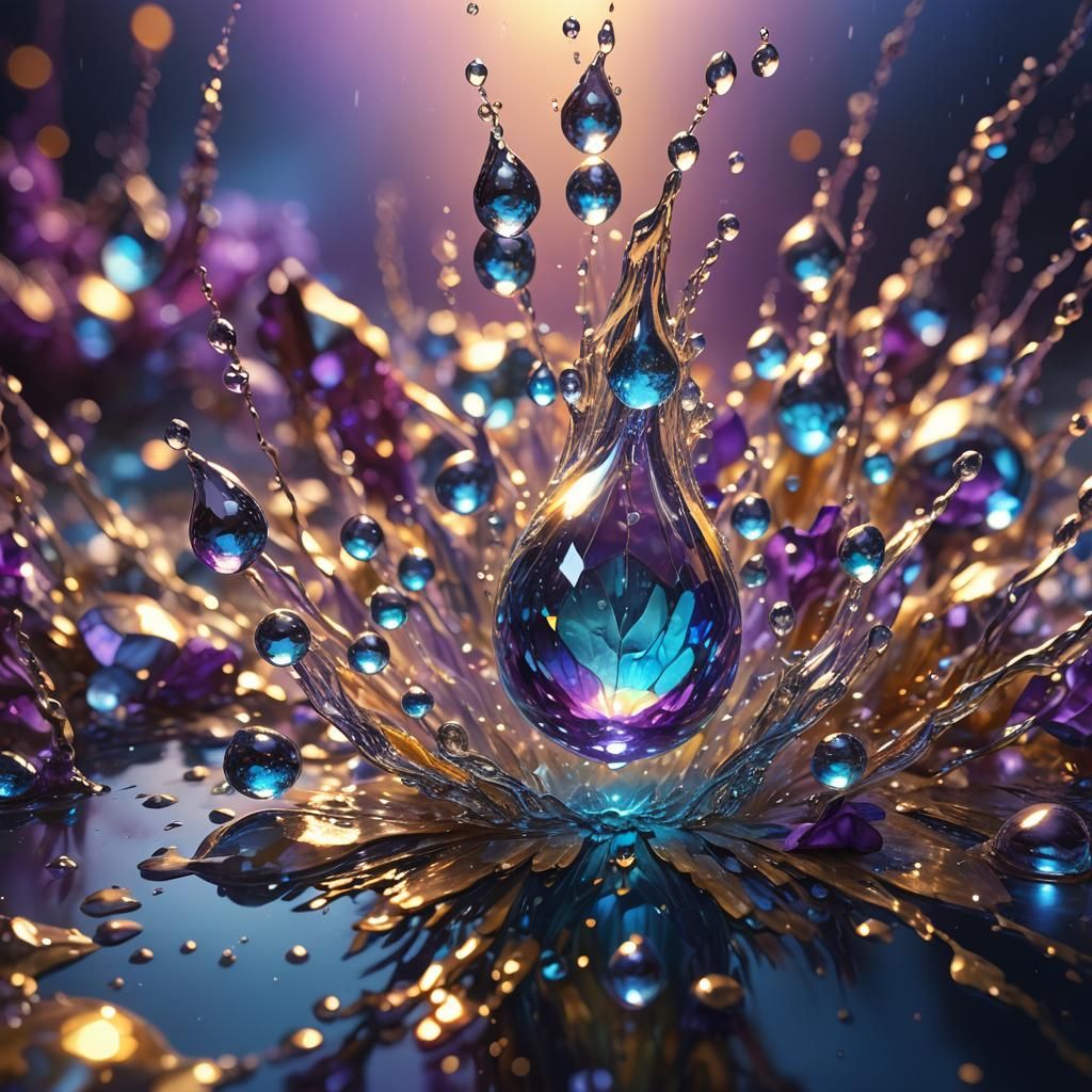 Glowing Water Drop in Fantasy Concept Art