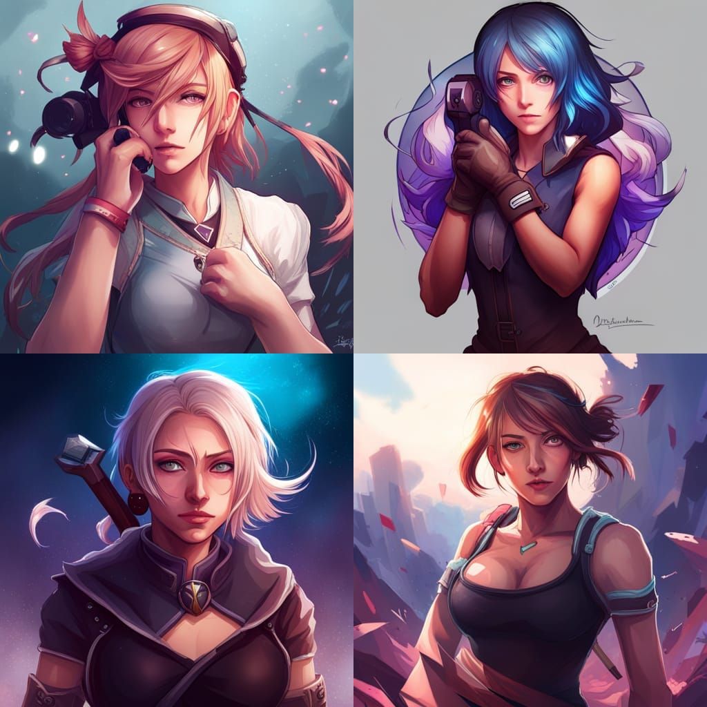 Anime Gamer Girl Portrait in Hyperdetailed Style