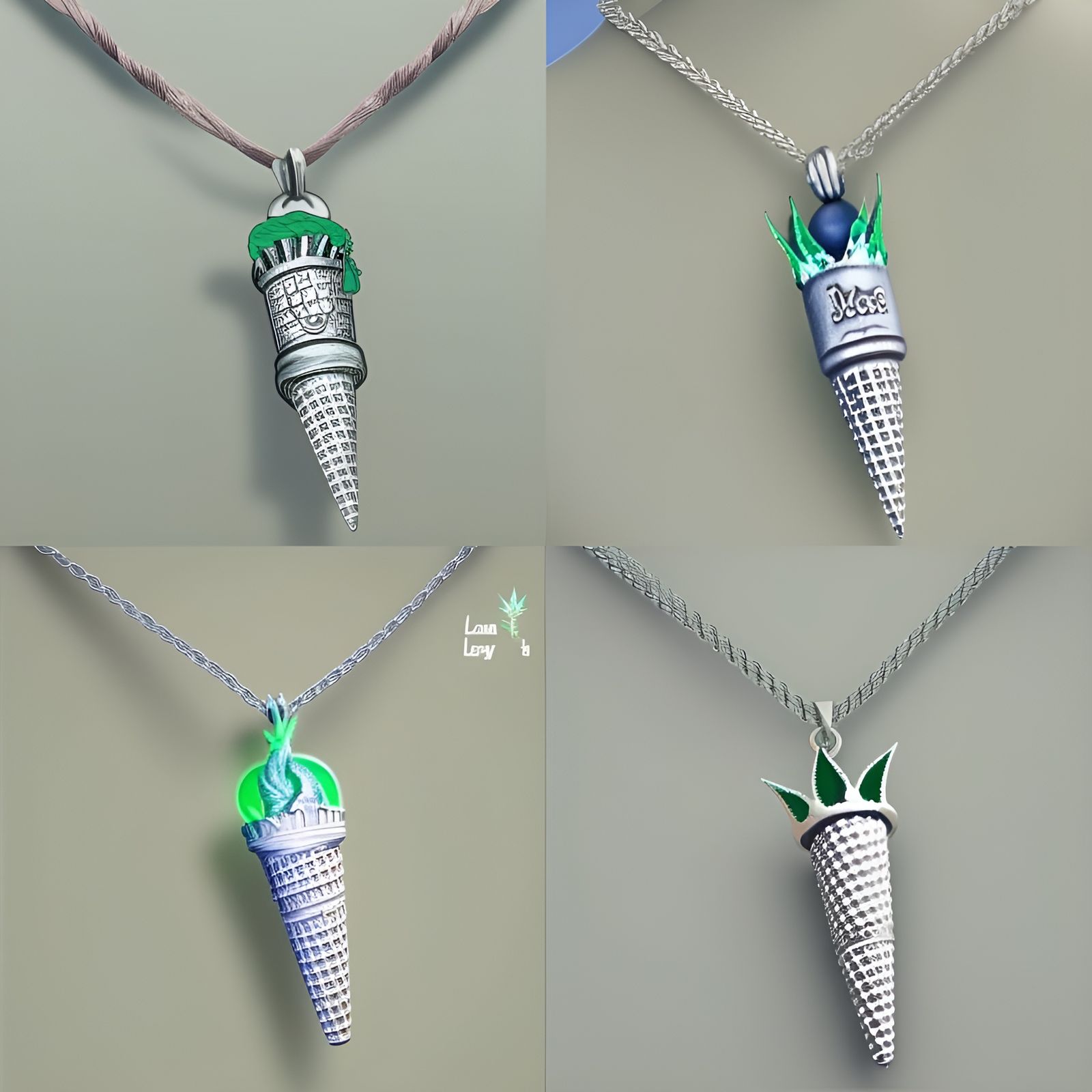 Surreal Fusion: Ice Cream, Liberty, and Green Flame