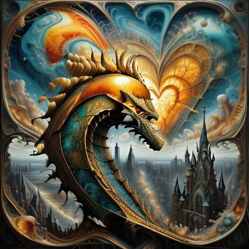 Golden Spider Castle in Fractal 3D Splash Style