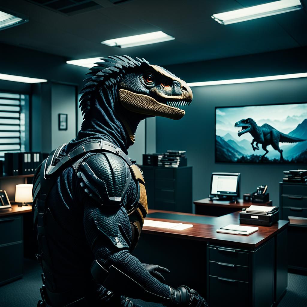 Dramatic Office Interior in Cinematic Style