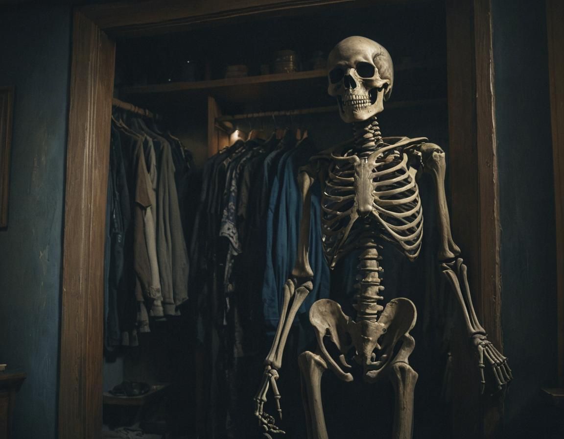 Dark Fantasy Skeleton Outfit Choice in Oil Painting Style