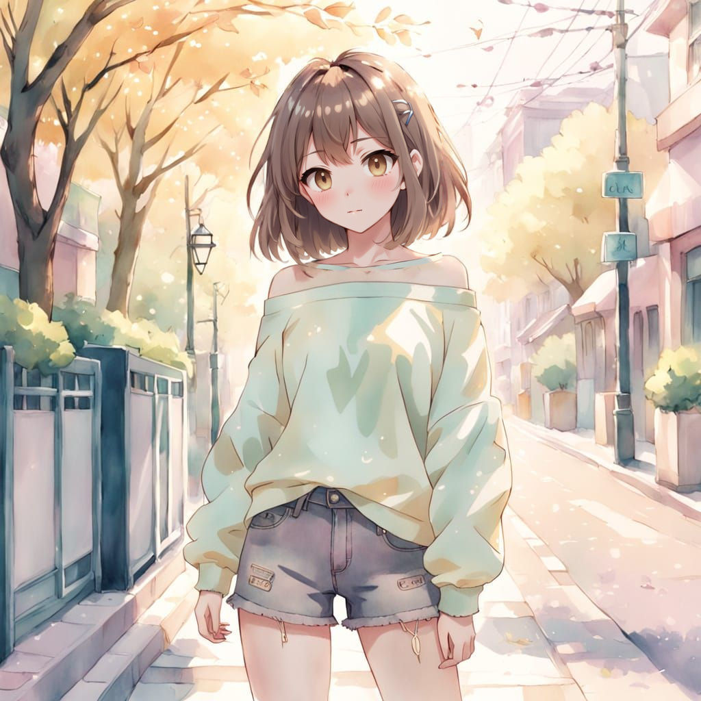 Whimsical Pastel Anime Girl in Soft Focus