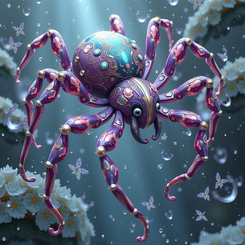 Anime-Inspired Octopus Spider in Hyper-Realistic 3D Art Styl...